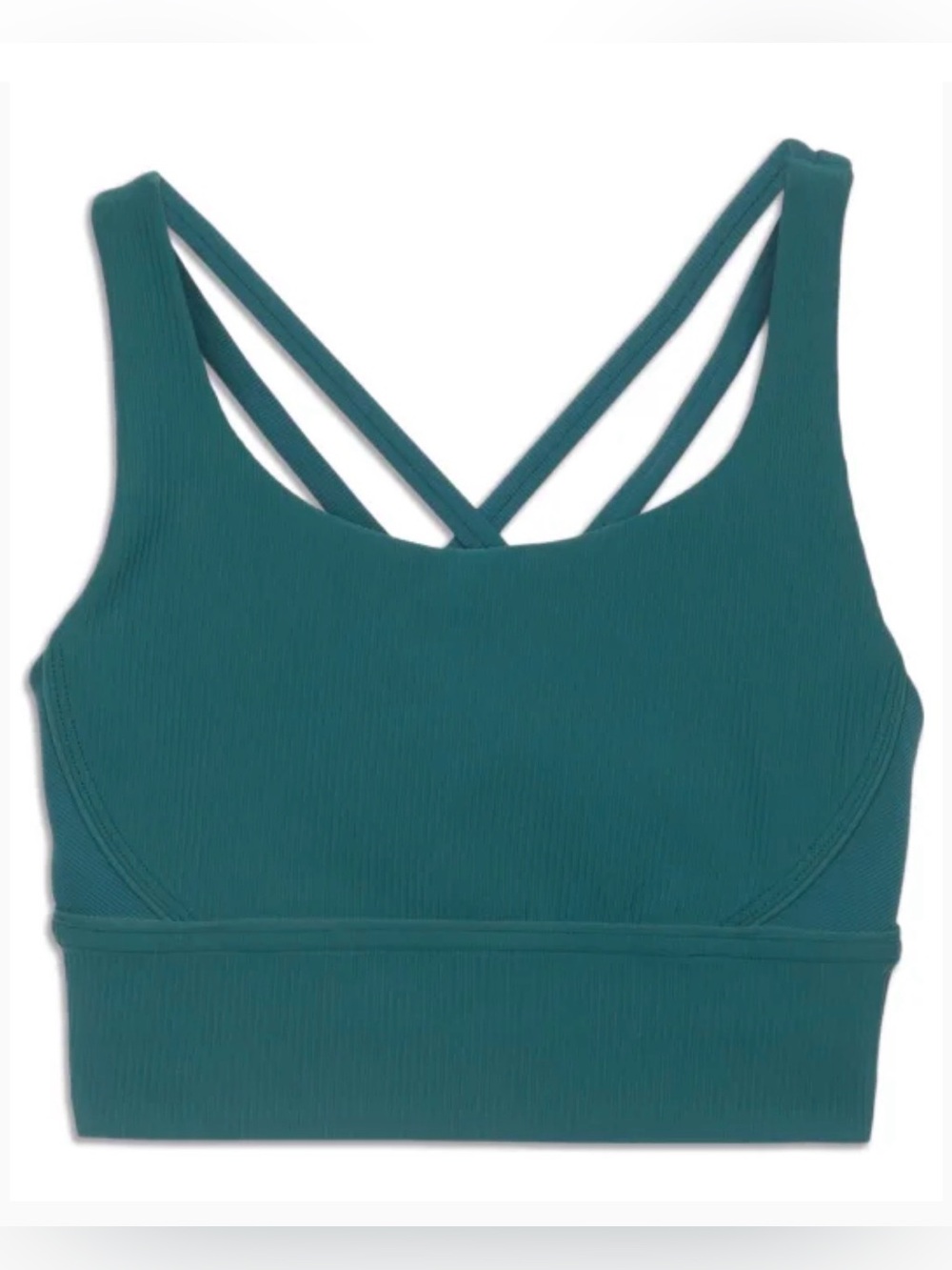 Lululemon Energy Longline Teal Bra Ribbed Luxtreme *Medium Support. size 6